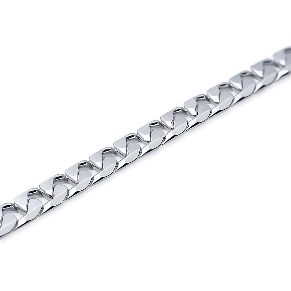 Front view of Curb Chain Anklet Ankle Bracelet in Base Metal, Silver-Tone