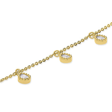 CZ Charm Anklet in Gold-Tone