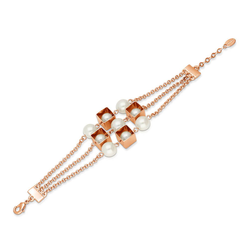 Imitation Pearl Chain Bracelet in Rose Gold-Tone 30mm