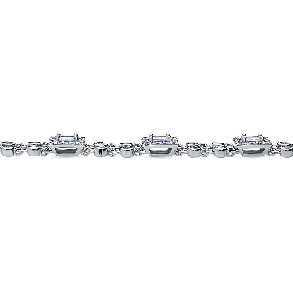 Front view of Art Deco CZ Chain Bracelet in Sterling Silver, 3 of 12