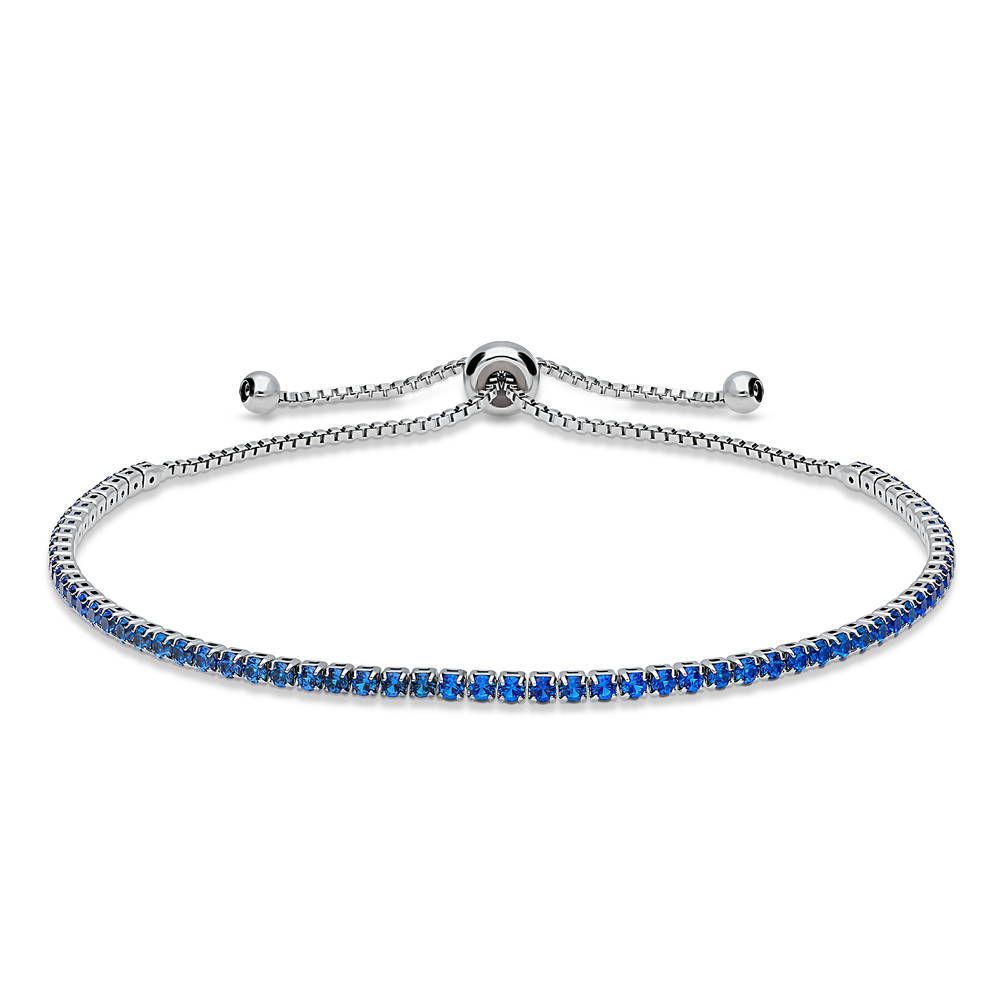 CZ Tennis Bracelet Gold Flashed, Blue Color