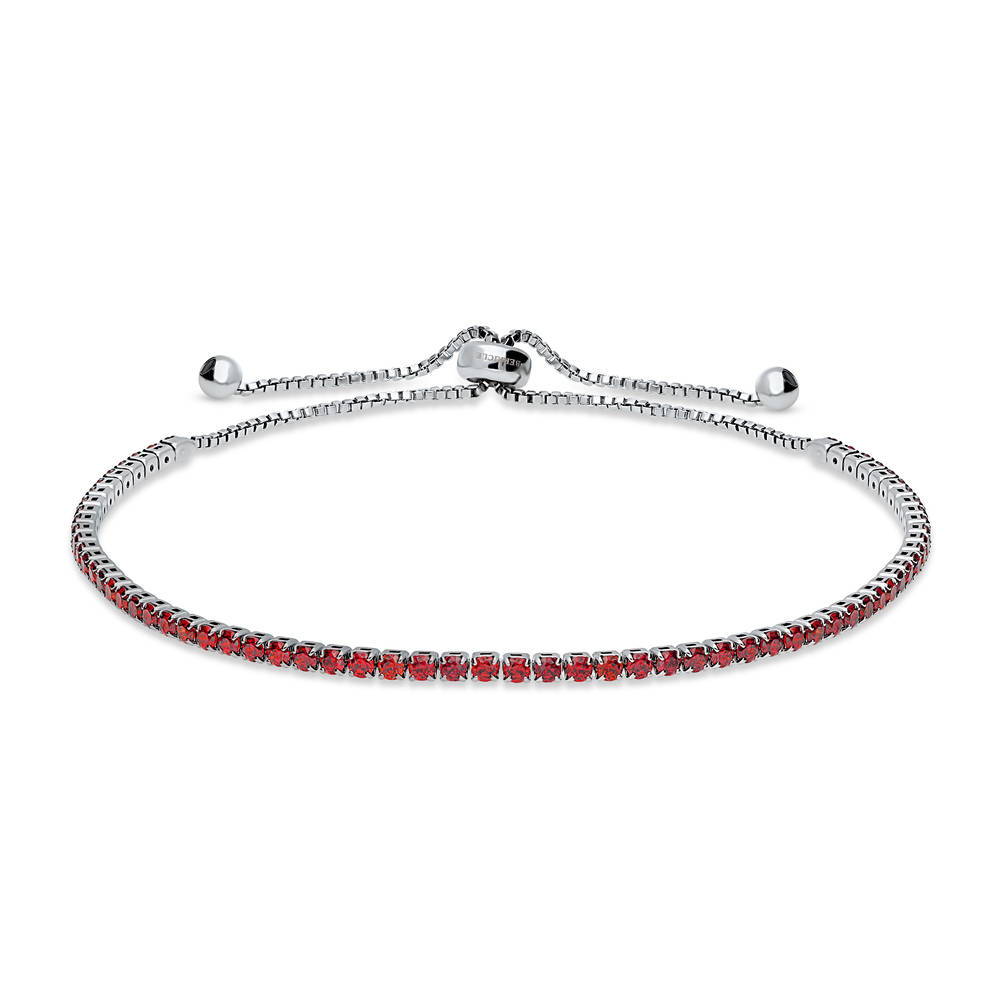 CZ Tennis Bracelet Gold Flashed, Red Color