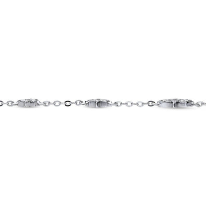 Starburst CZ Rolo Chain Bracelet in Sterling Silver