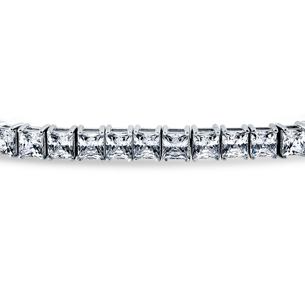 Front view of Princess CZ Tennis Bracelet in Sterling Silver, 3 of 7