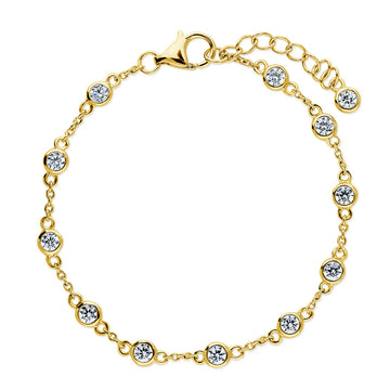 CZ by the Yard Station Bracelet in Gold Flashed Sterling Silver
