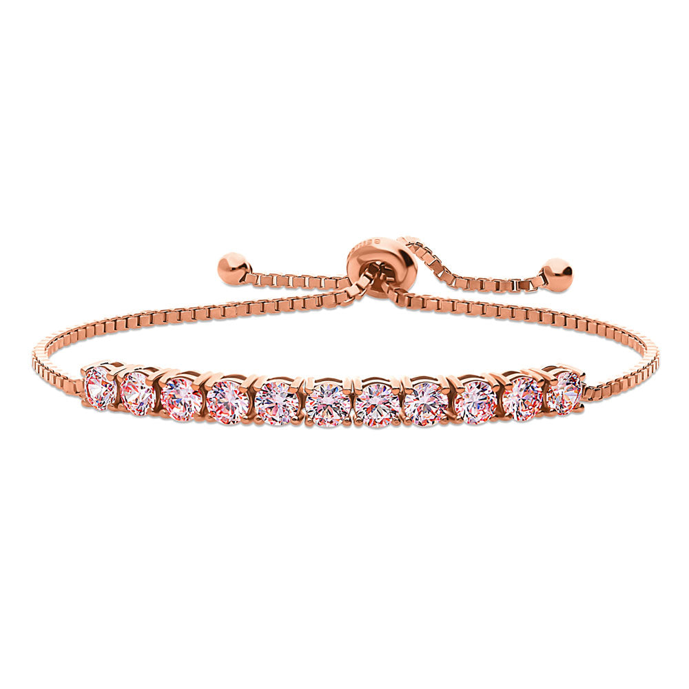 Bar Morganite Color CZ Statement Tennis Bracelet in Sterling Silver