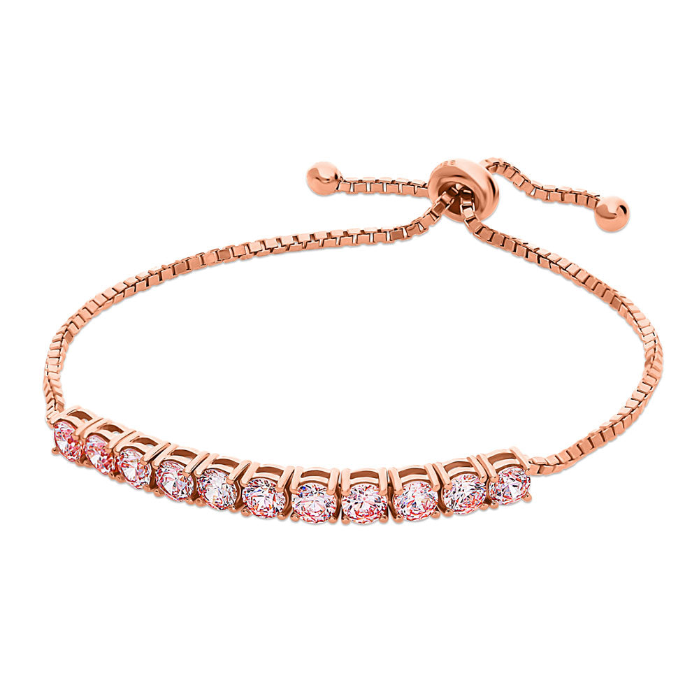 Bar Morganite Color CZ Statement Tennis Bracelet in Sterling Silver