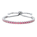 CZ Tennis Bracelet in Sterling Silver 4-9 inch, Red Color