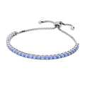 Front view of CZ Tennis Bracelet in Sterling Silver 4-9 inch, Blue Color