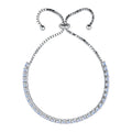 Angle view of CZ Tennis Bracelet in Sterling Silver 4-9 inch, Blue Color