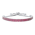 Bar CZ Tennis Bracelet in Sterling Silver 4-9 inch, Red Color