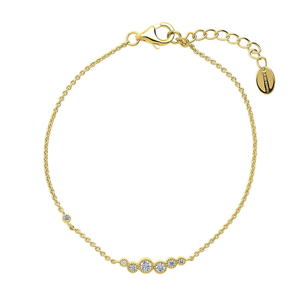 Bubble Bar CZ Chain Bracelet in Gold Flashed Sterling Silver