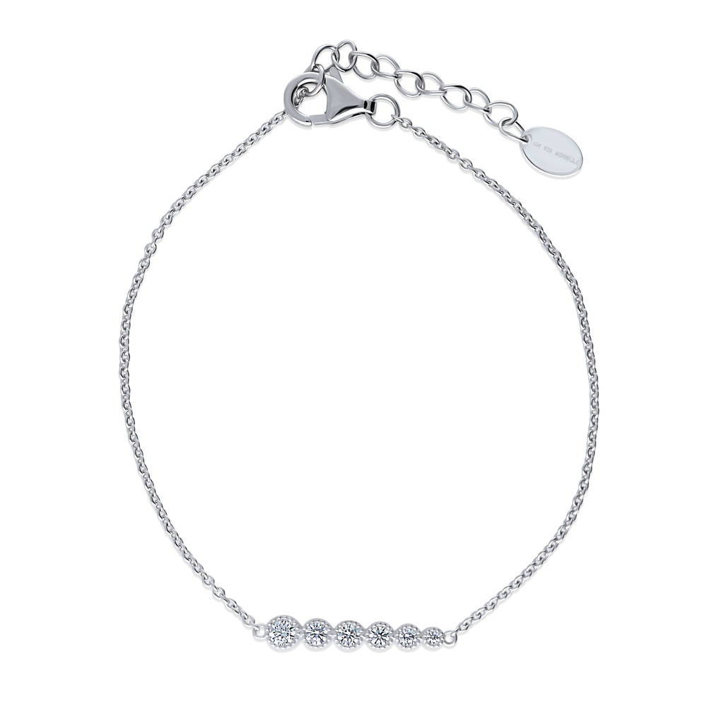 Bubble Bar CZ Chain Bracelet in Sterling Silver