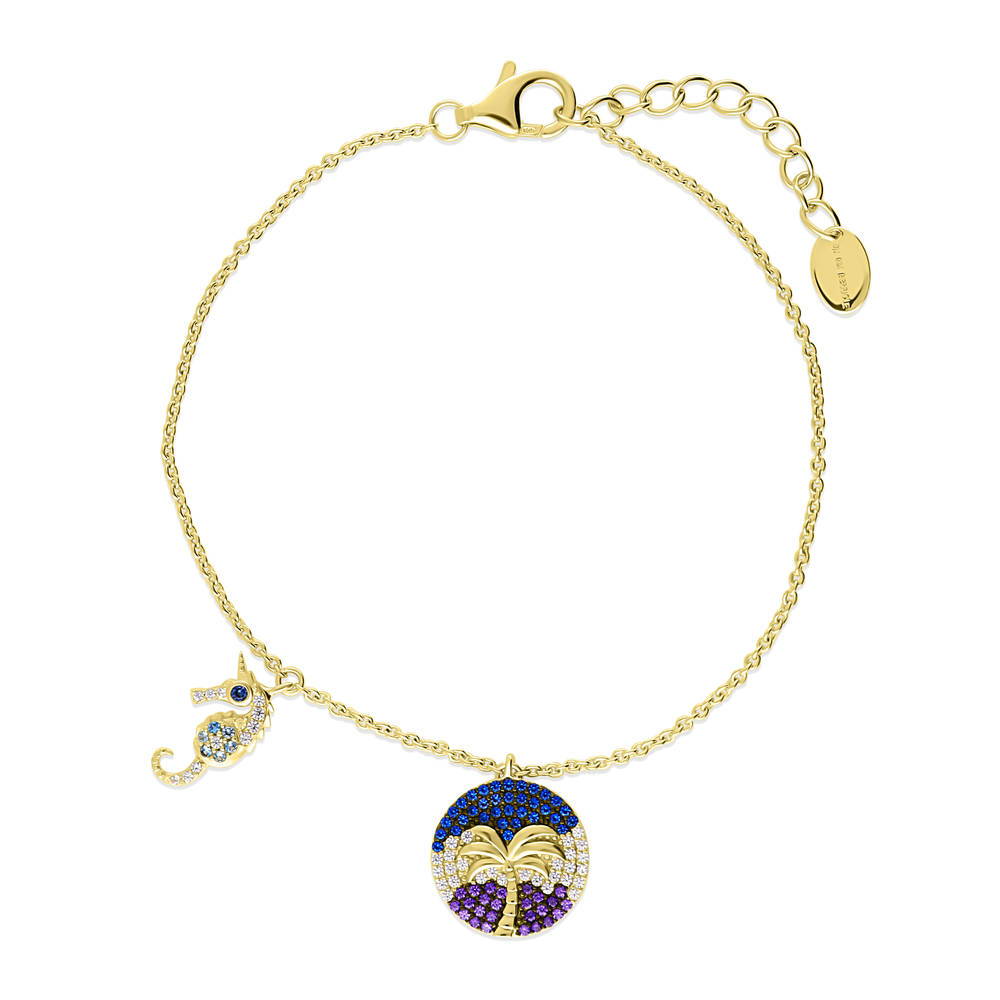 Seahorse CZ Charm Bracelet in Gold Flashed Sterling Silver, 1 of 2