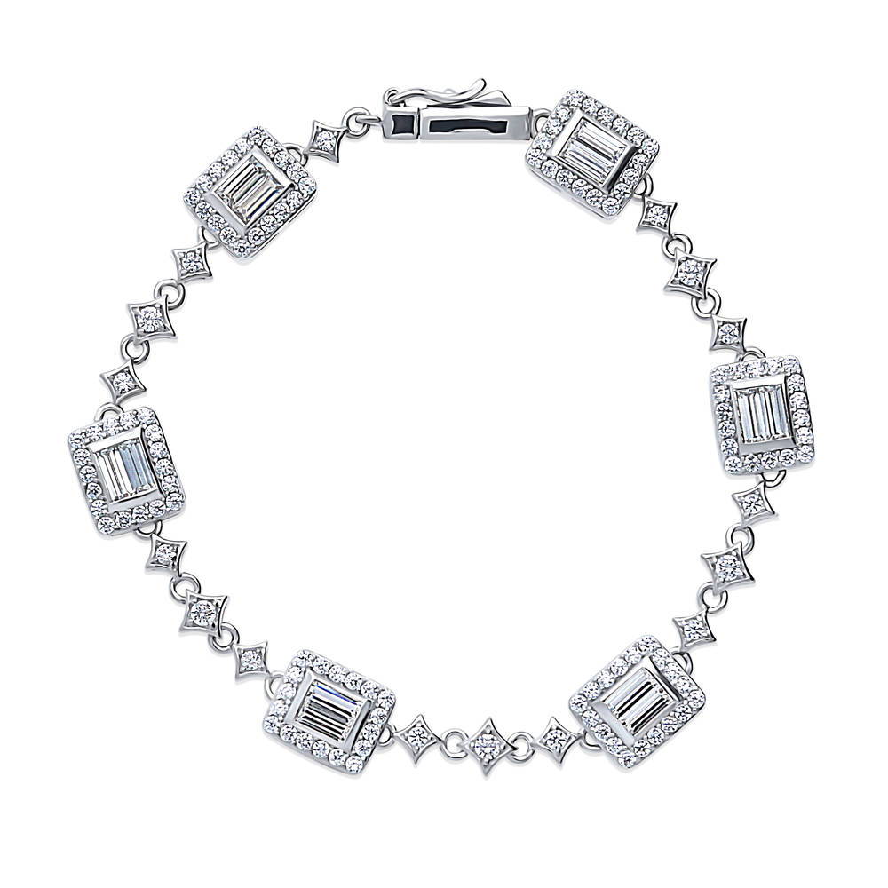 Art Deco CZ Chain Bracelet in Sterling Silver