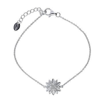 Flower CZ Chain Bracelet in Sterling Silver