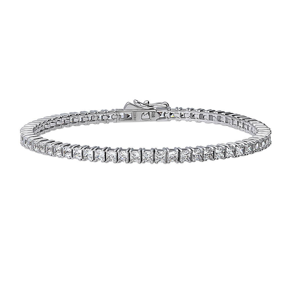 Princess CZ Tennis Bracelet in Sterling Silver, 1 of 5