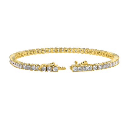 Princess CZ Tennis Bracelet in Gold Flashed Sterling Silver