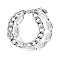 Imitation Pearl Curb Chain Bracelet and Necklace, 2 Piece, Rhodium Plated