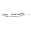 Front view of Imitation Pearl Curb Chain Bracelet and Necklace, 2 Piece, Rhodium Plated