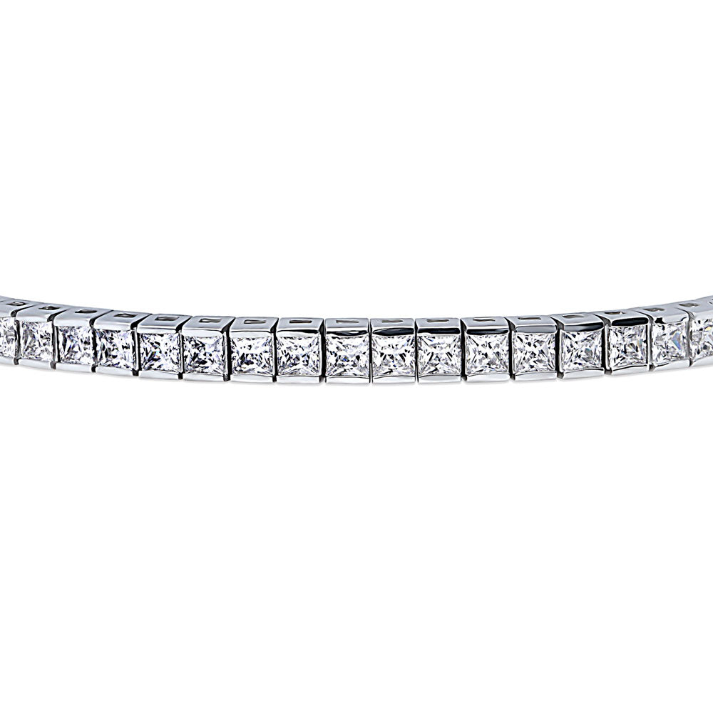 Angle view of Bar Princess CZ Tennis Bracelet in Sterling Silver, 4 of 4