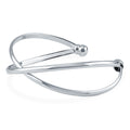 Front view of Criss Cross Infinity Cuff, Rhodium Plated