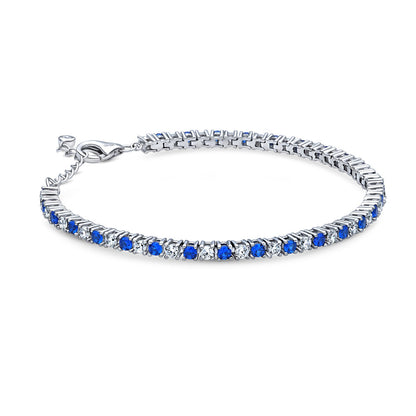 Sapphire-Blue CZ Tennis Bracelet in Sterling Silver
