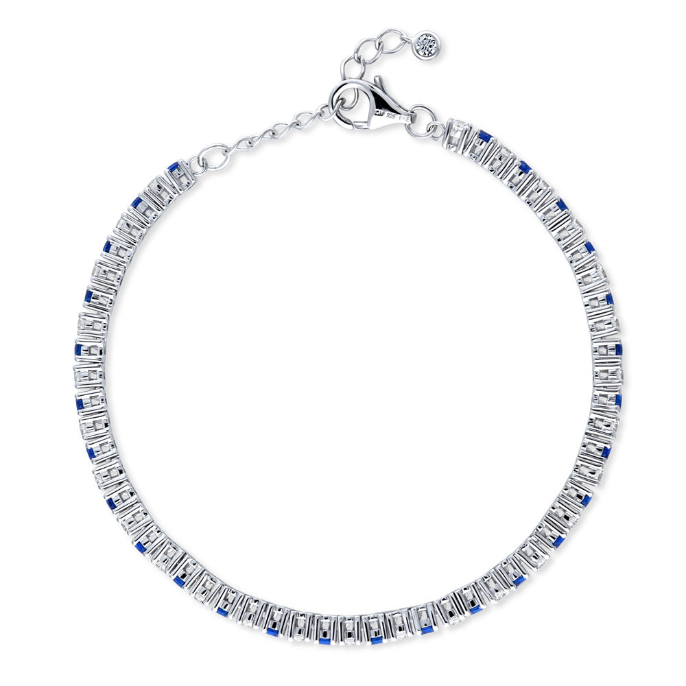 Alternate view of Sapphire-Blue CZ Tennis Bracelet in Sterling Silver, 7 of 7