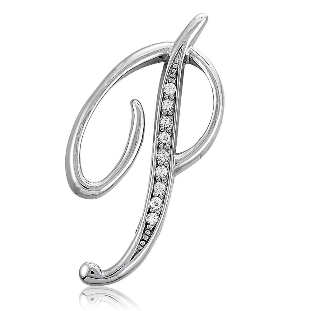 Initial Letter Pin in Silver-Tone