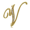 Initial Letter Pin in Gold-Tone, V