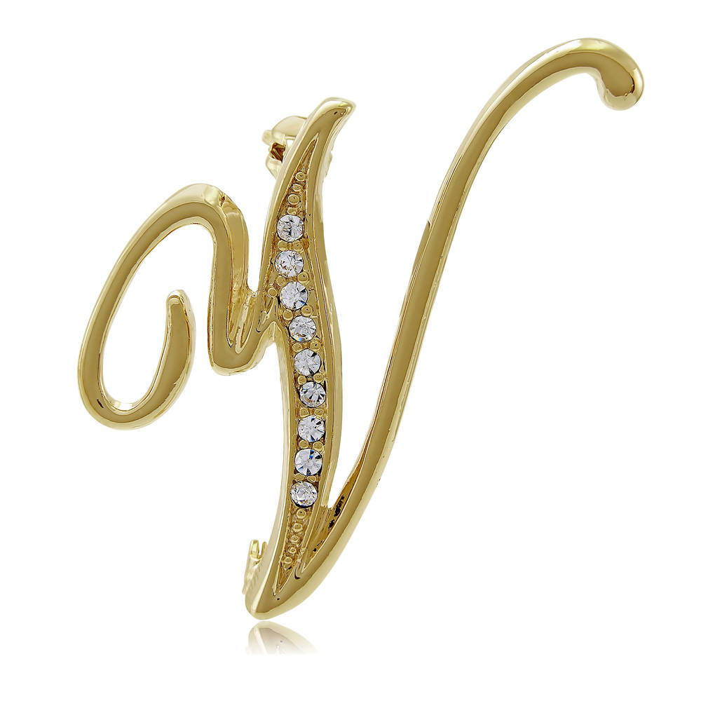 Initial Letter Pin Gold-Tone, V