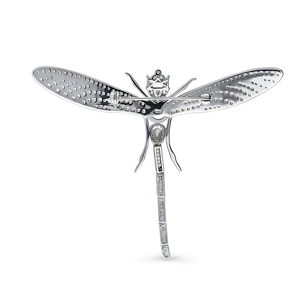 Dragonfly White Button Freshwater Cultured Pearl Pin in Sterling Silver