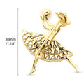 Front view of Dancing Ballerina Button Cultured Pearl Pin in Sterling Silver, Yellow Gold Flashed