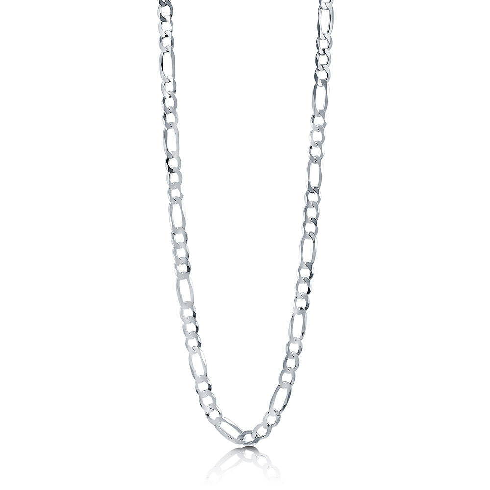 Italian Flat Figaro Chain Necklace in Sterling Silver 6mm