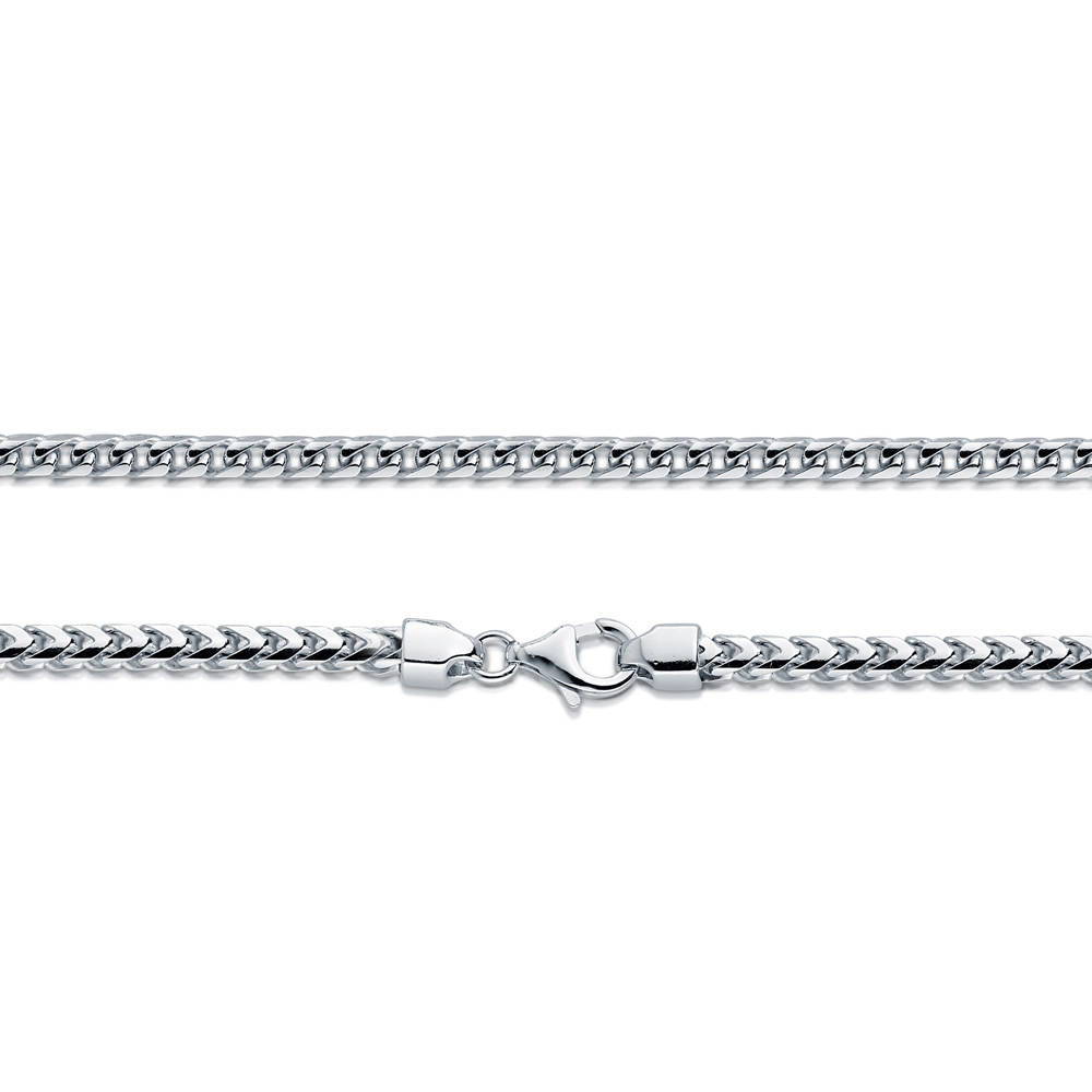 Italian Franco Chain Necklace in Sterling Silver 4mm