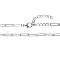 Front view of Paperclip Link Chain Necklace in Sterling Silver 3mm, Rhodium Plated