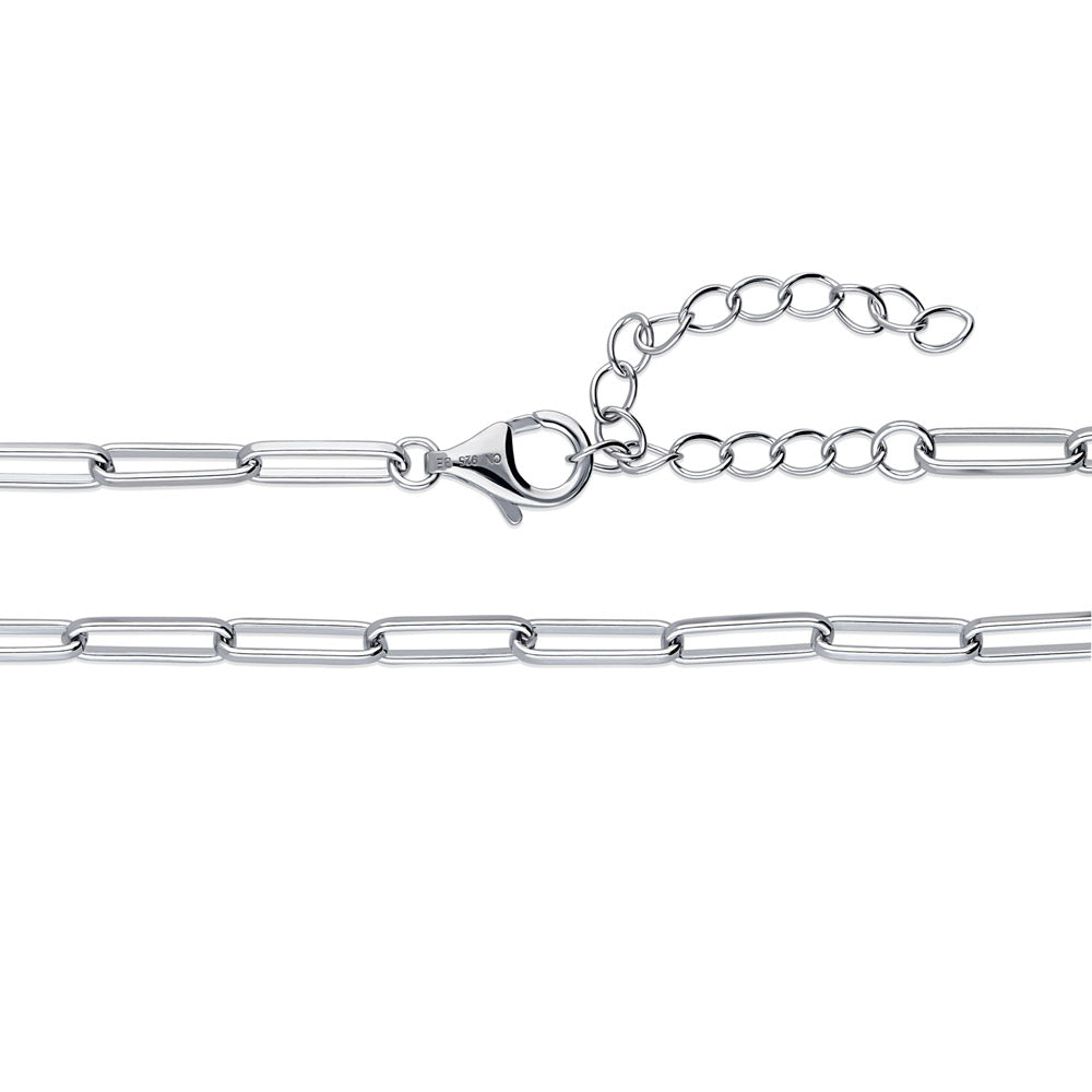 Paperclip Link Chain Necklace in Sterling Silver 3mm