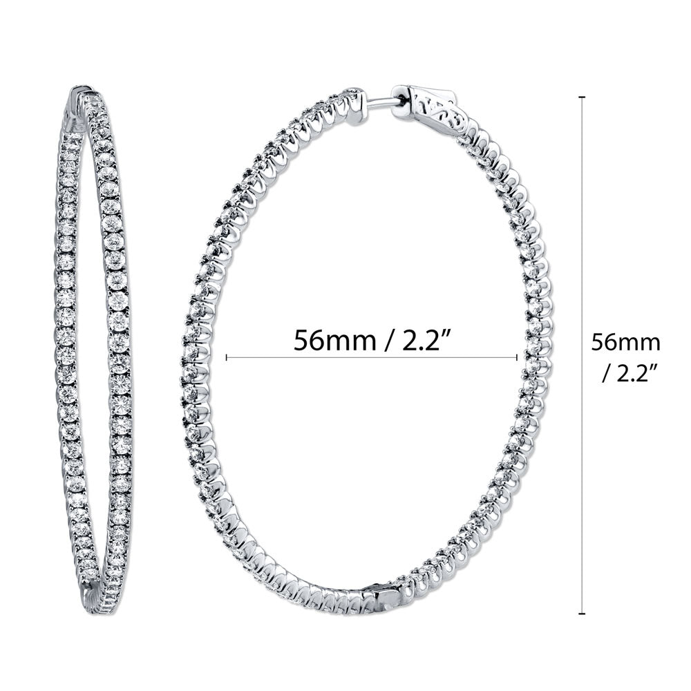 CZ Inside-Out Hoop Earrings in Sterling Silver, 2 Pairs