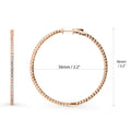 Angle view of CZ Large Inside-Out Hoop Earrings in Sterling Silver 2.2 inch, Rose Gold Flashed