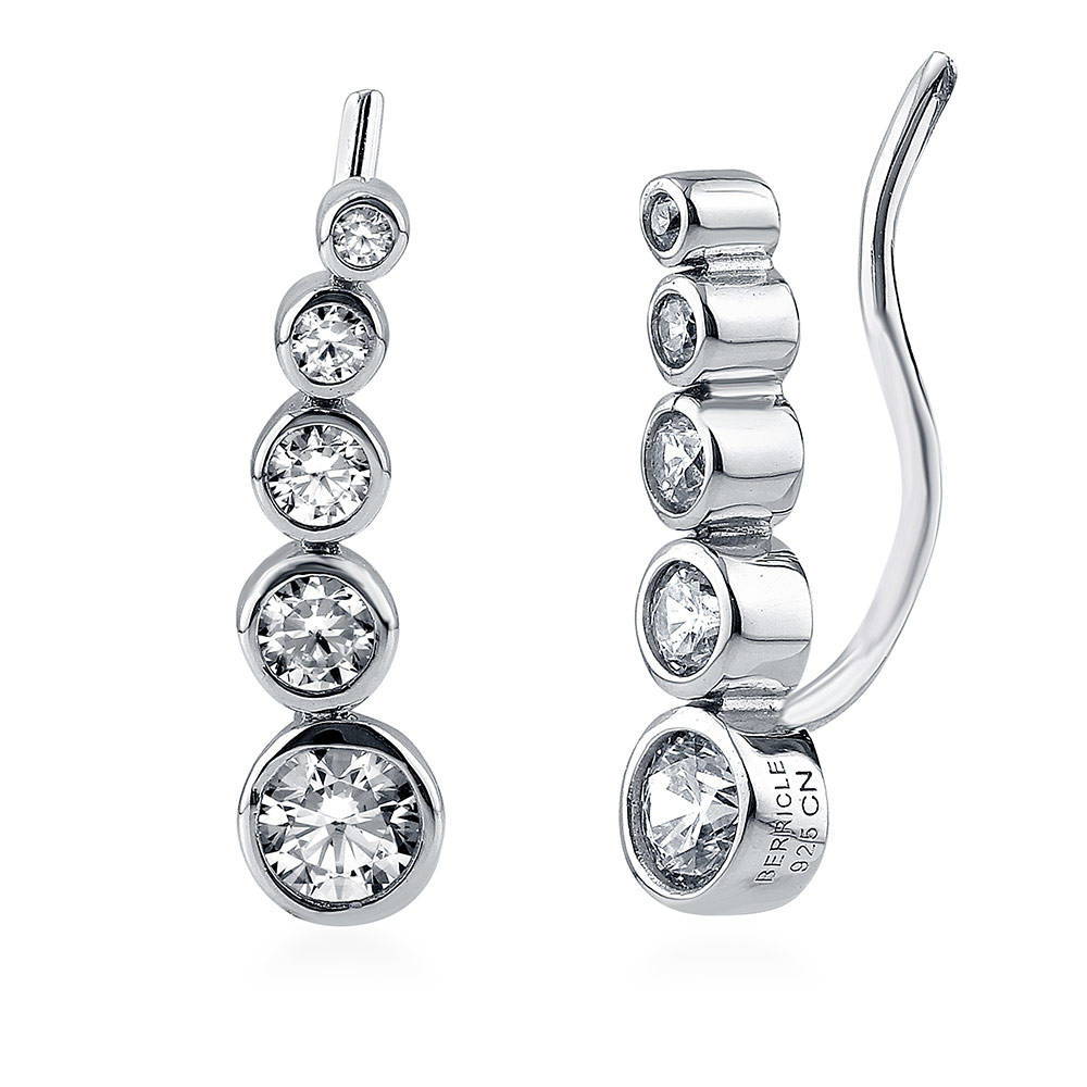 Bubble Graduated CZ Ear Crawlers in Sterling Silver