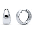 Dome Hoop Earrings in Sterling Silver, 2 Pairs, Rhodium Plated