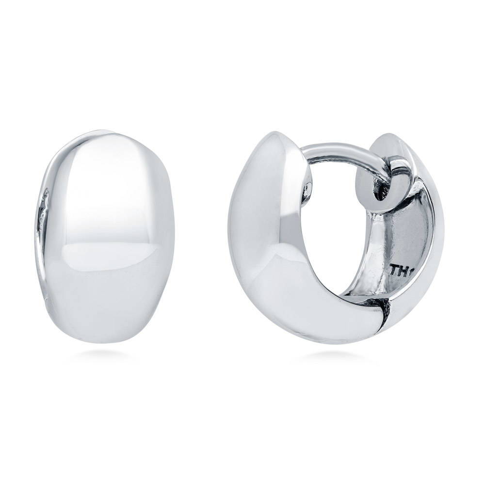 Dome Mini Huggie Earrings in Sterling Silver 0.45"