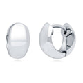 Dome Mini Huggie Earrings in Sterling Silver 0.45 inch, Rhodium Plated