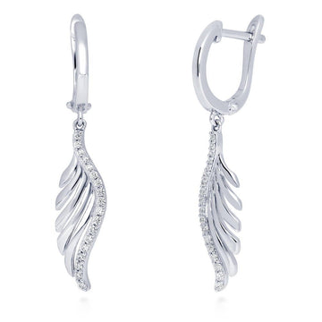 Angel Wings CZ Dangle Earrings in Sterling Silver