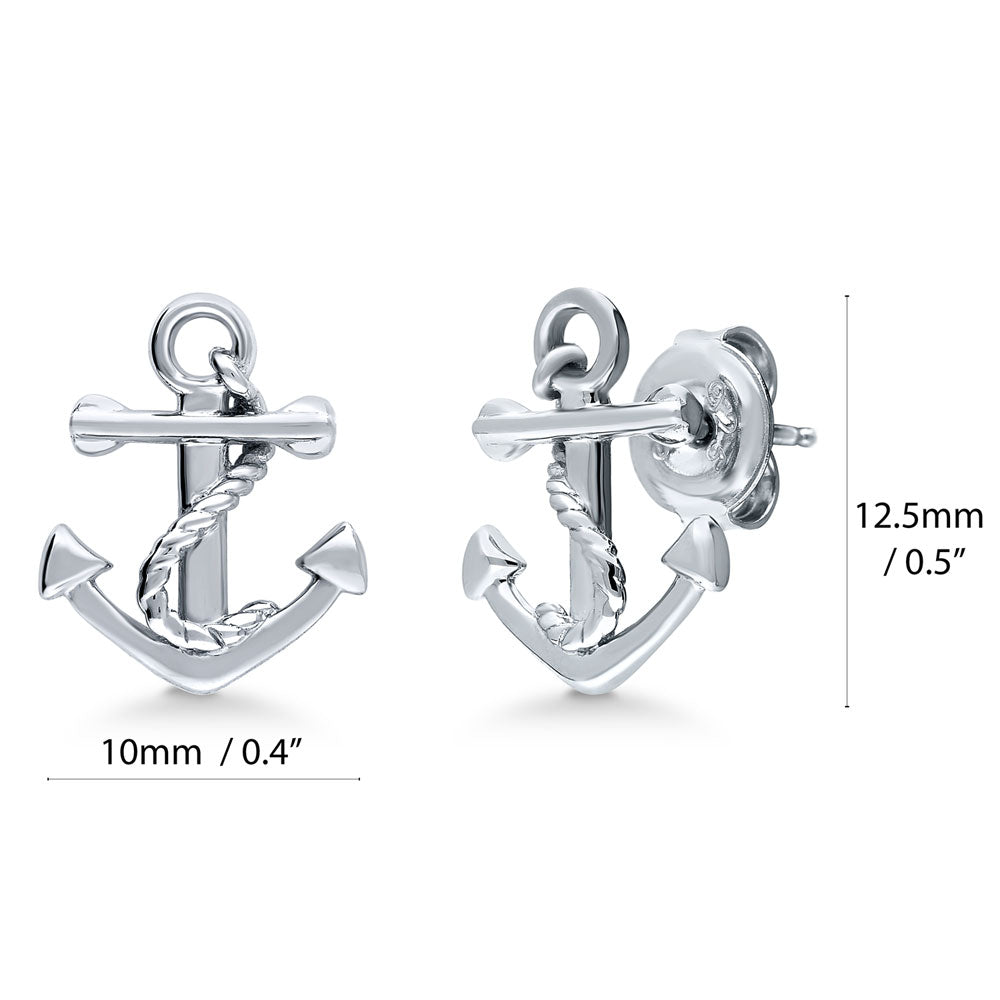 Anchor Stud Earrings in Sterling Silver