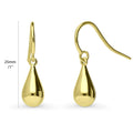 Front view of Teardrop Fish Hook Earrings in Sterling Silver, Yellow Gold Flashed