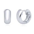 Dome Small Huggie Earrings in Sterling Silver 0.5 inch, Rhodium Plated