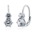 CZ Leverback Earrings in Sterling Silver, Rhodium Plated