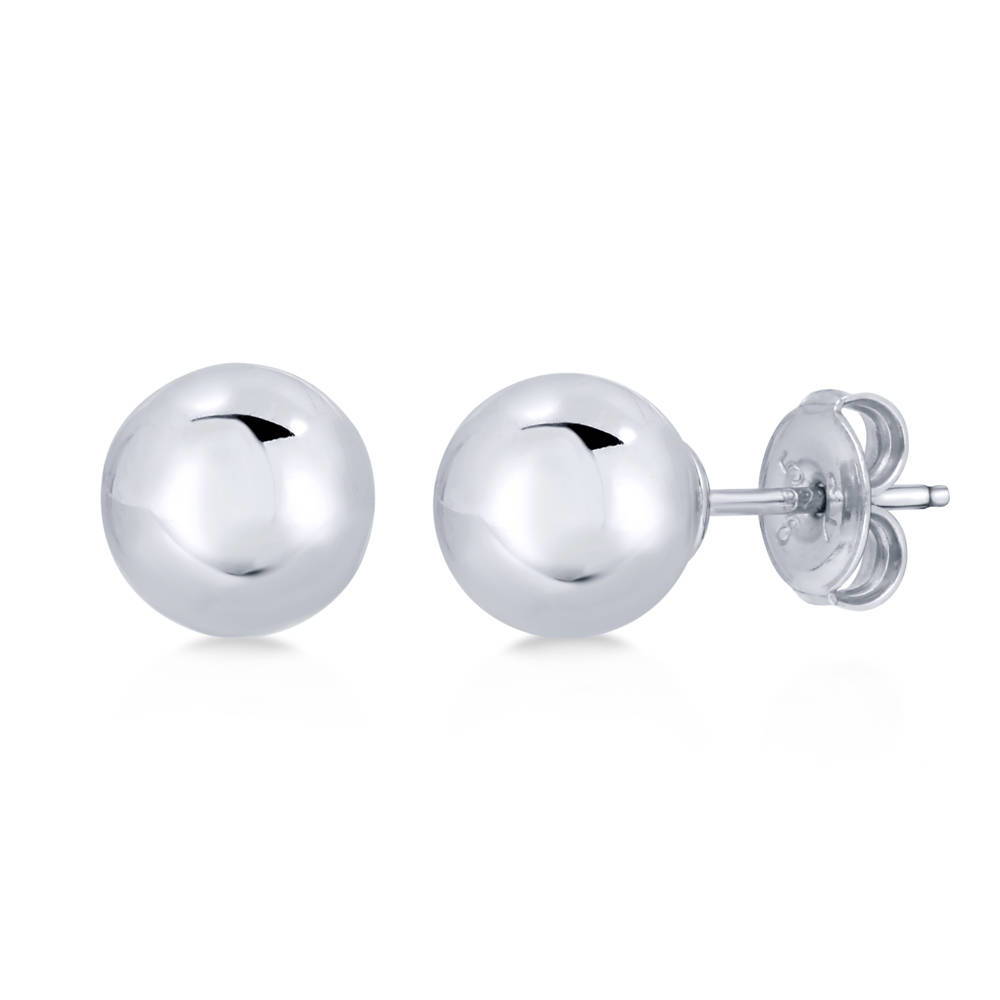 Ball Bead Stud Earrings in Sterling Silver, 1 of 4