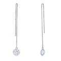 CZ Threader Earrings in Sterling Silver, Rhodium Plated